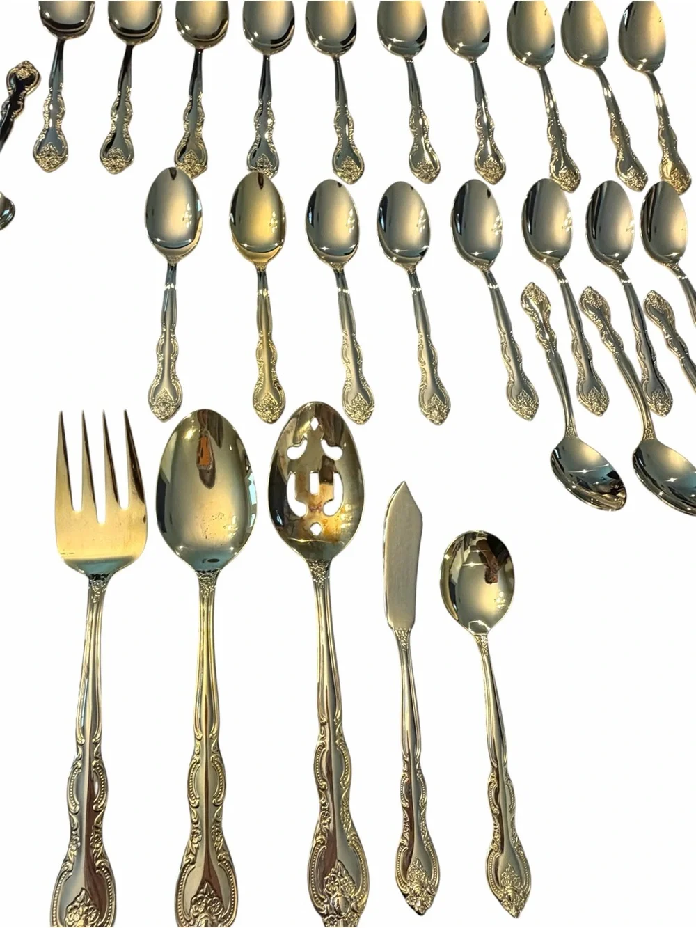 International China 63 Pc Set Gold Plated Flatware Silverware In Case Service 11